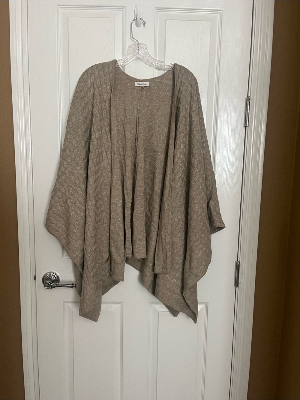Caslon Taupe Cable Knit Open-Front Poncho